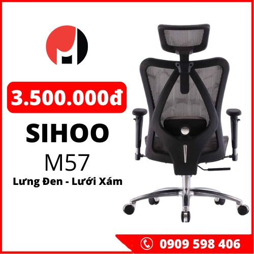 SIHOO M57, M57B Ghế lưới văn phòng thiết kế công thái học Ergonomic, đỡ thắt lưng, điều chỉnh cột sống