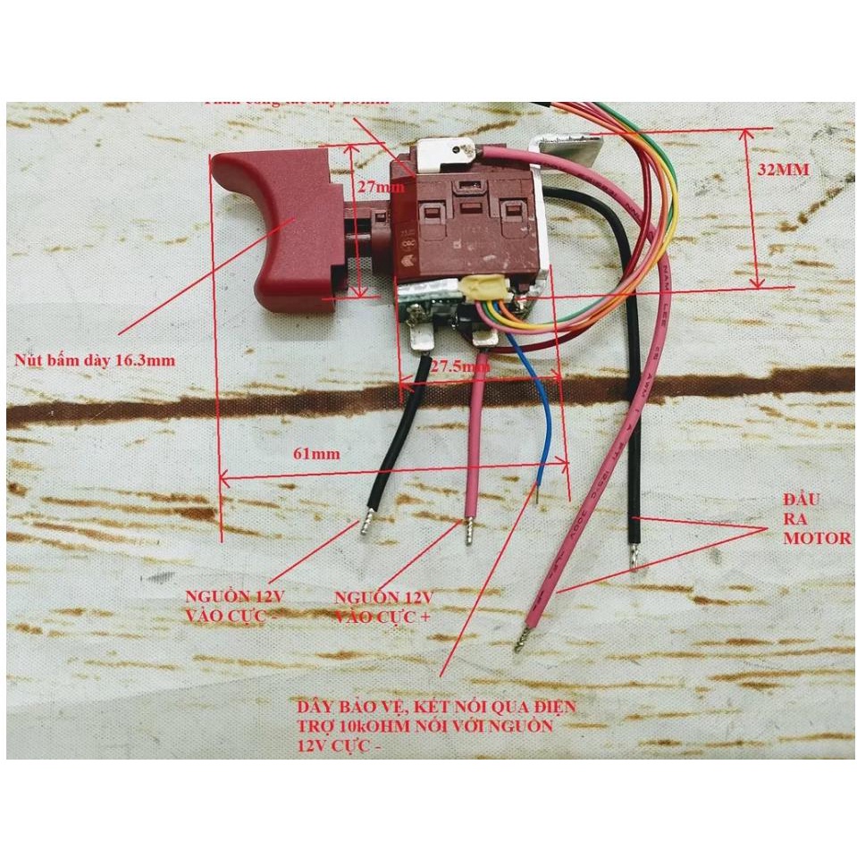 CÔNG TẮC MÁY KHOAN PIN, ĐIỀU TỐC MÁY KHOAN 12V EGD-1112B 12A