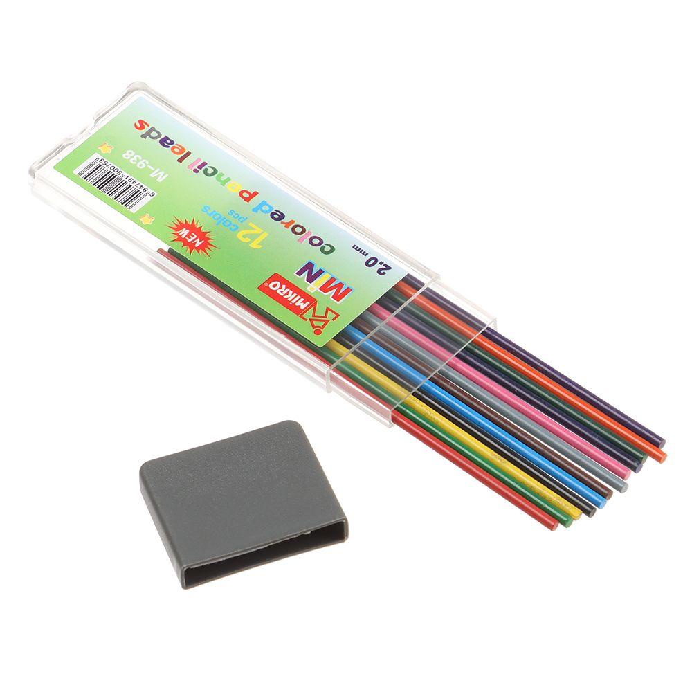 Set 9 / 12 Ruột Bút Chì Bấm 2.0mm 2B Màu Đen / Đen Chuyên Nghiệp