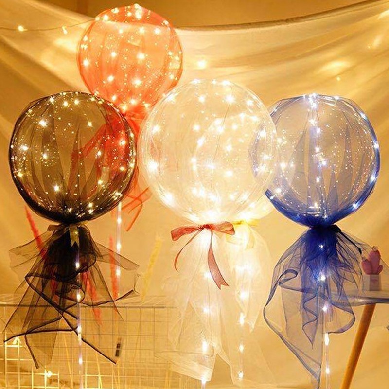 Set bong bóng trong suốt có đèn LED phát sáng độc đáo