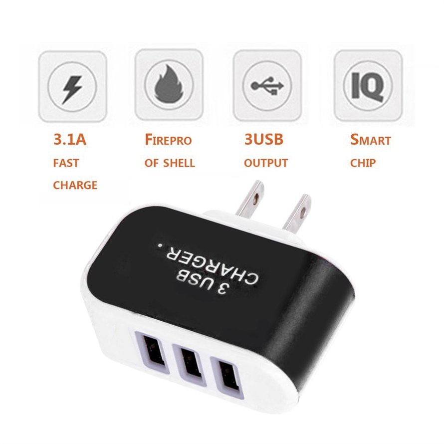 Củ Sạc 3 Cổng Usb Màu Sắc Ngọt Ngào