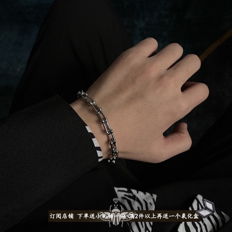 Vòng Tay Thép Titan Không Phai Phong Cách hip hop Cá Tính Cho Nam