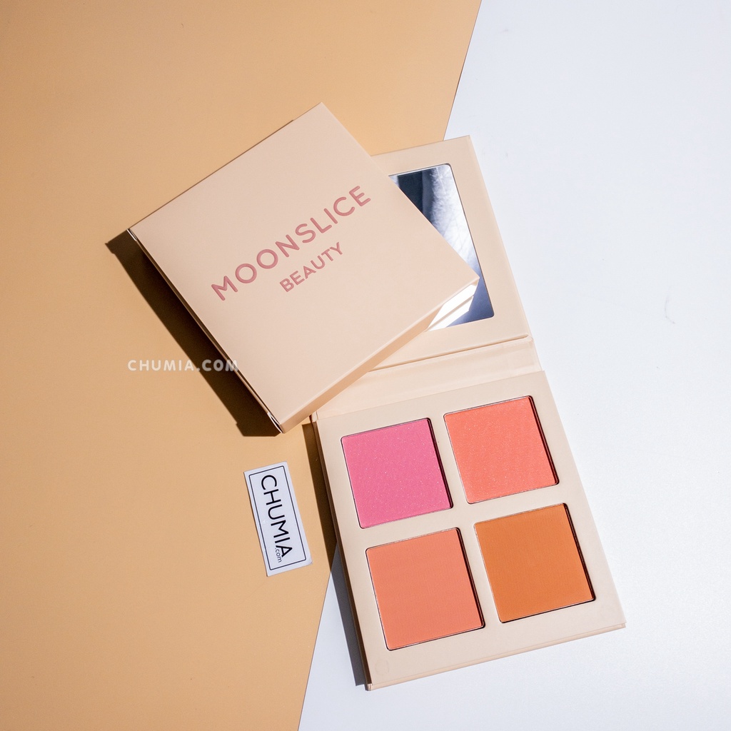 Phấn má hồng MOONSLICE 4 ô Blushing Moon bảng phấn mịn bền màu lâu trôi bộ trang điểm chính hãng MH chumia