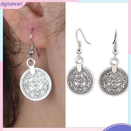 Cặp khuyên tai thiết kế mặt đồng xu cổ điển cá tính sang trọng dành cho nữ