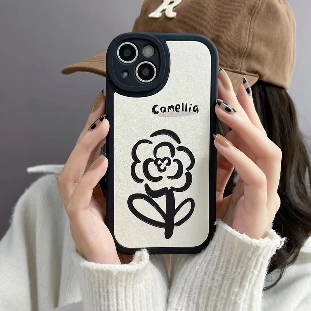 Soft case OPPO A16 Reno 7 Z 5G A96 A76 A95 Reno 7 5G Reno 5 A74 4G A54  A55 A15 A15S A7 A5S A12 A52 A92 Reno 6 5G A53 A33 A93 A94 Reno 5F Reno 4F A11K A3S A31 A9 2020 A5 2020 F11 F9 Reno 5 Z Camellia Lambskin Phone Case