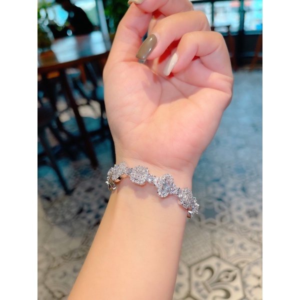 Vòng xoàn italy Lv mạ bạch kim sáng đẹp