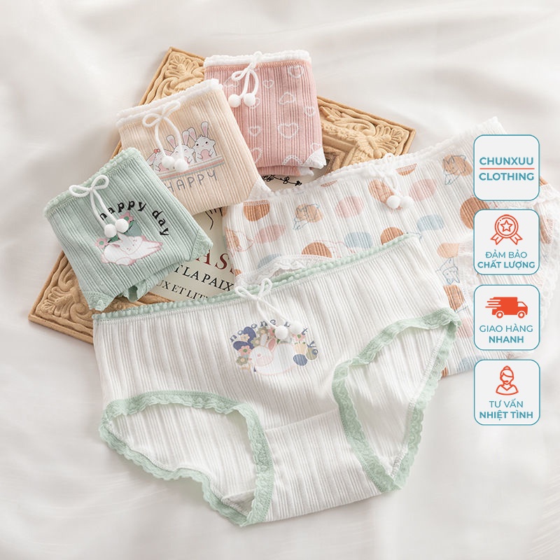 Quần lót nữ CHUNXUU vải cotton co dãn họa tiết thỏ dễ thương- QC119
