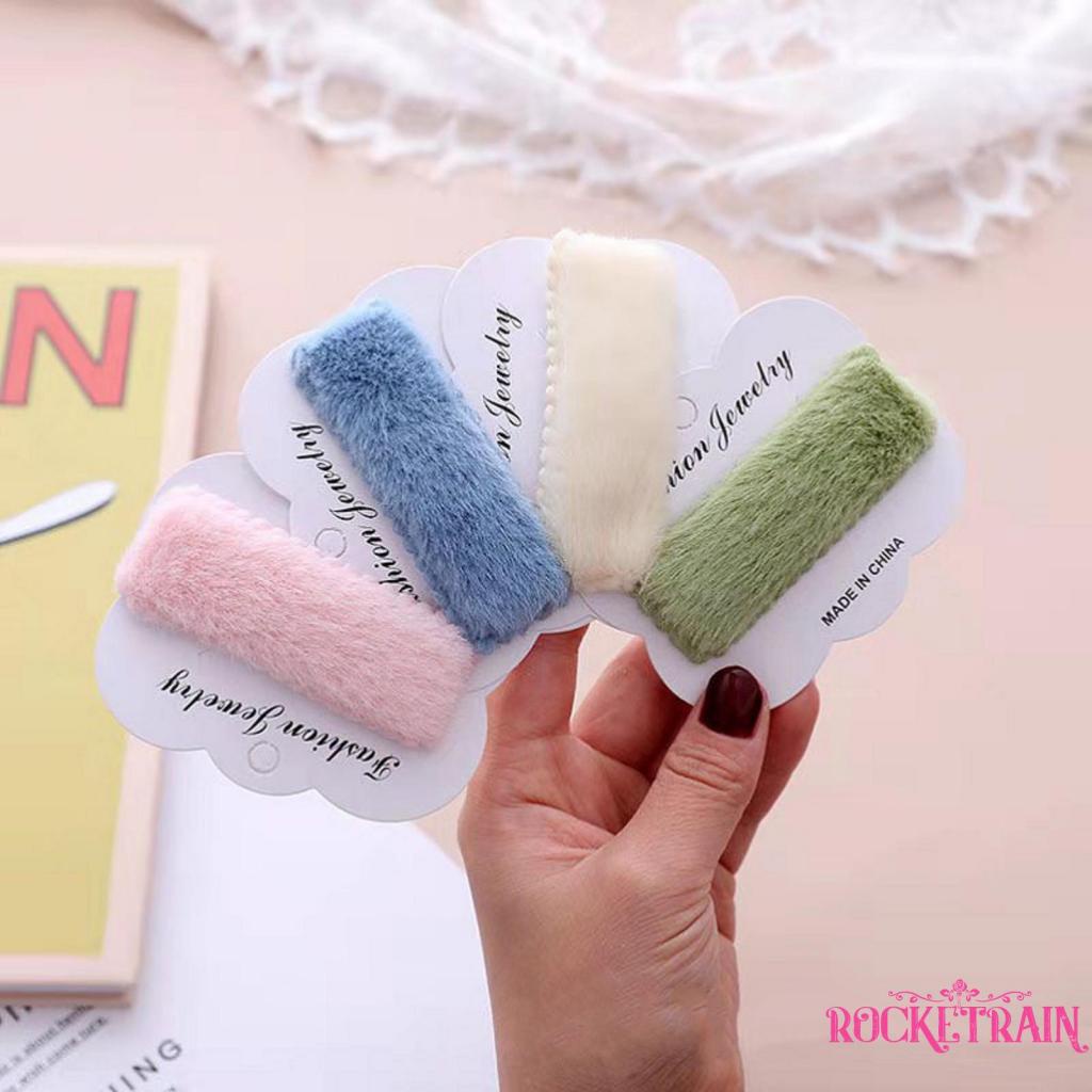 ✥Vz✮Kẹp tóc hình giọt nước/ vuông/ vuông/ tam giác bằng nhung màu trơn thời trang cho nữ
