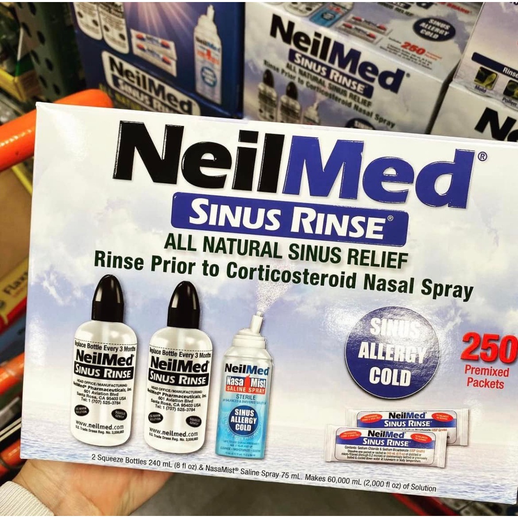 Set bình rửa + bình xịt + muối Neilmed