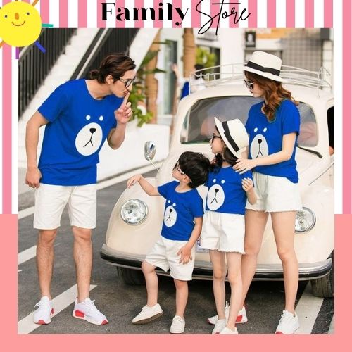 Áo gia đình 3/4/5 người hàng cao cấp mẫu mặt gấu cool có nhiều màu.Family store