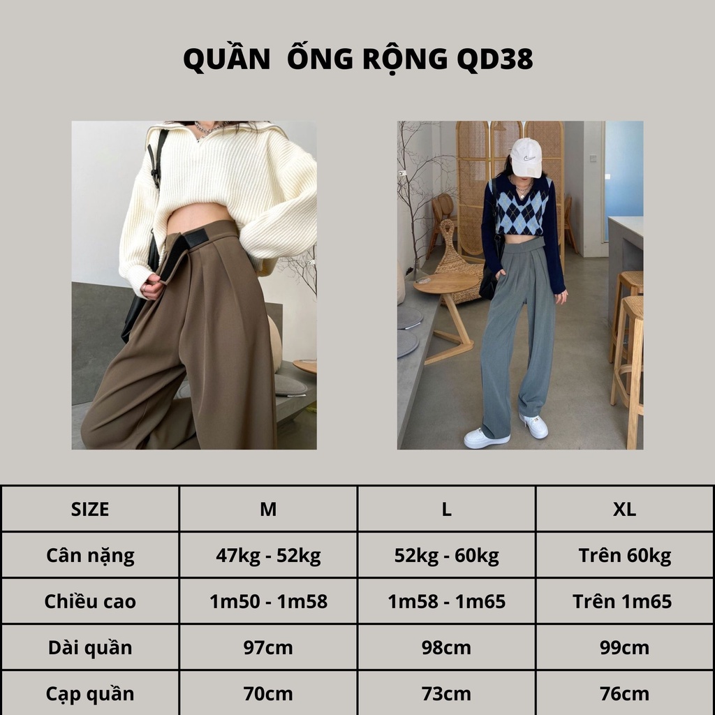 Quần Ống Rộng Nữ Lưng Cao Cạp Dán Công Sở Zinti QD38