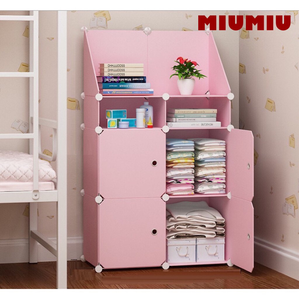 Tủ nhựa ghép MIUMIU 6 ngăn có thêm ô xéo