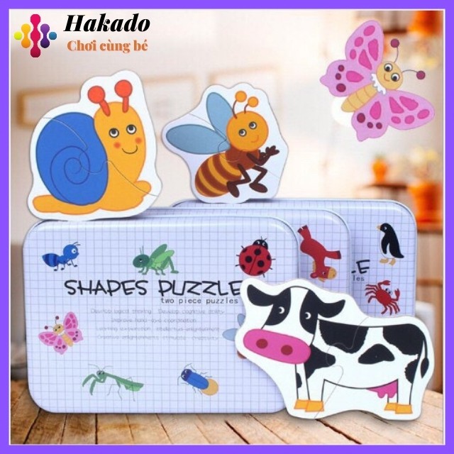 Đồ chơi xếp hình lắp ráp Puzzle 2 mảnh hôp sắt