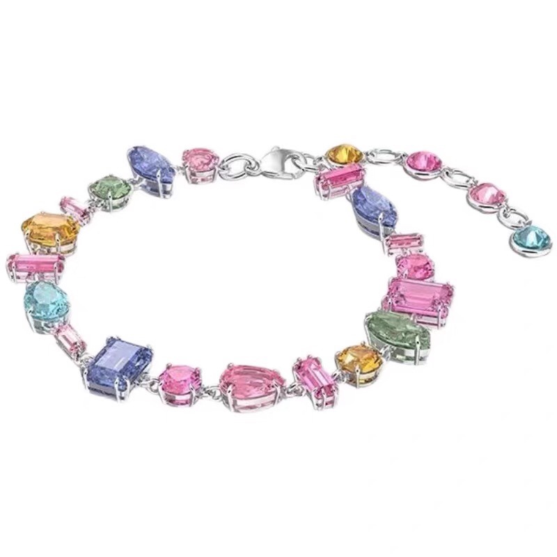 Vòng Tay Swarovski Mặt Vuông Đính Đá Pha Lê Màu Kẹo Ngọt Thời Trang Cho Nữ