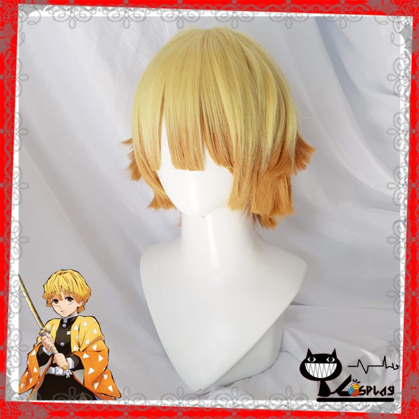 [sẵn] Wig/tóc giả cosplay Zenitsu - Demon Slayer: Kimetsu no Yaiba màu vàng cam [Miu Cosplay]