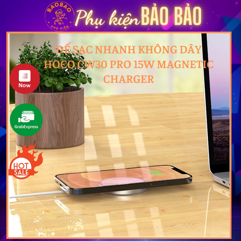 ĐẾ SẠC nhanh KHÔNG DÂY HOCO CW30 Pro 15W Magnetic Charger