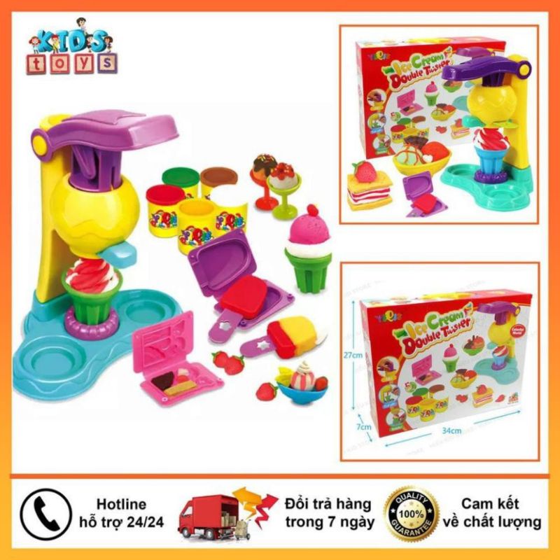 Đồ chơi đất nặn, đất sét làm kem cho bé thỏa sức sáng tạo kèm 5 hộp đất nặn
