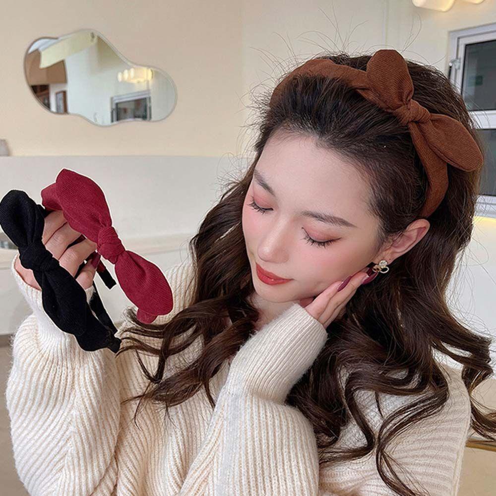 Cài Tóc Nơ Bằng Nhung Màu Đen / Đỏ Rượu Thời Trang Cho Nữ