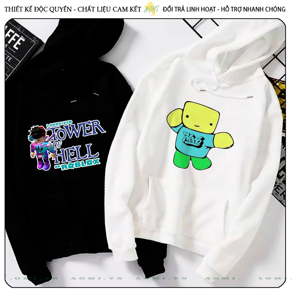 Áo khoác Nỉ Bông HOODIE robloxing game tay dài da cá mũ trùm đầu unisex full size AOMIVN