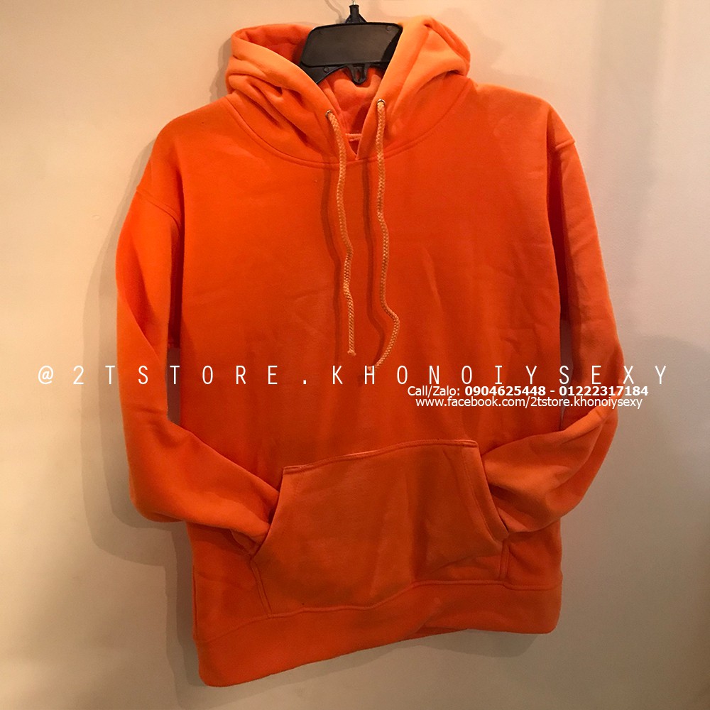 Áo hoodie unisex 2T Store H15 màu cam cà rốt - Áo khoác nỉ chui đầu nón 2 lớp dày dặn chất lượng đẹp | BigBuy360 - bigbuy360.vn