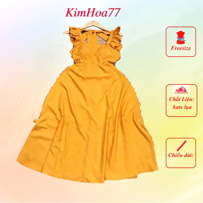 Váy maxi đi biển freesize chất kate lụa cao cấp tay cánh tiên có mút ngực kimhoa77