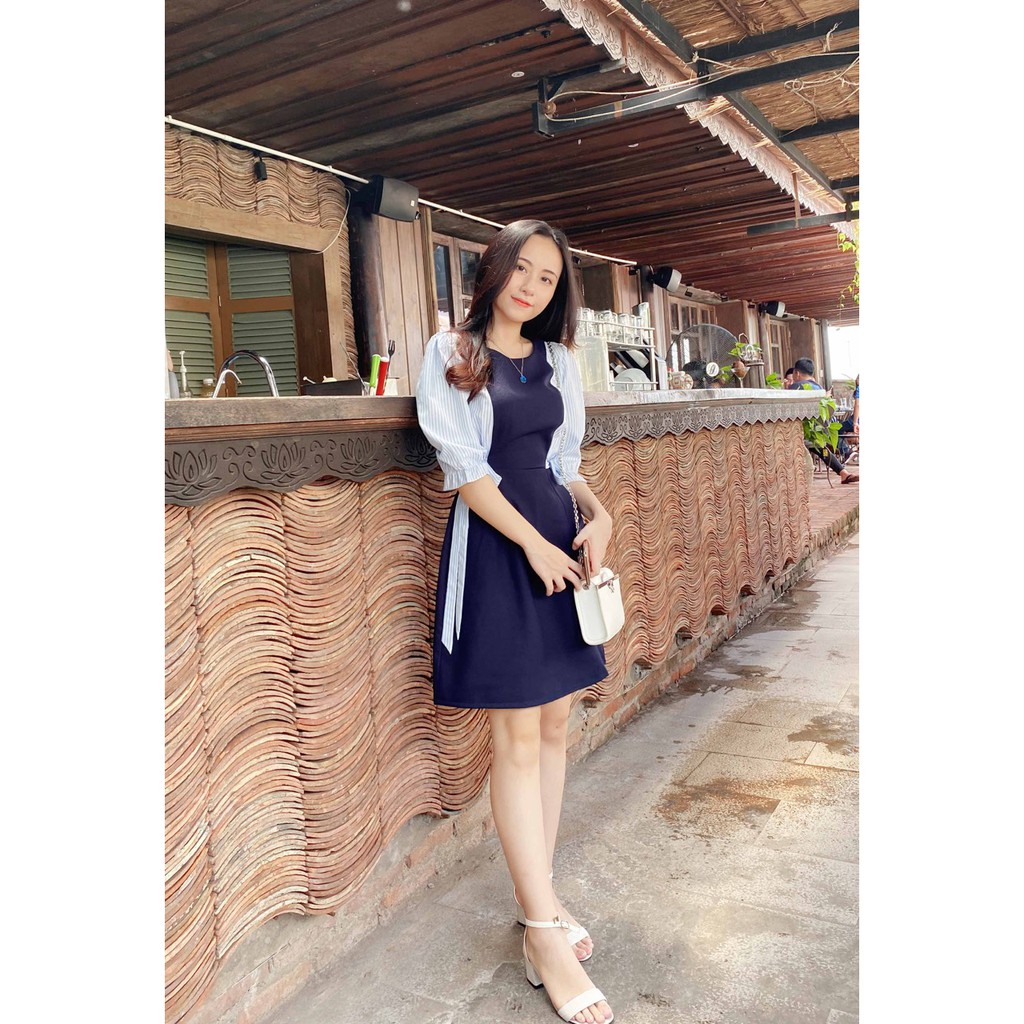 Đầm công sở cho nàng chân ngắn hack tuổi thanh xuân thiết kế dễ thương tay lỡ phối eo nơ | BigBuy360 - bigbuy360.vn