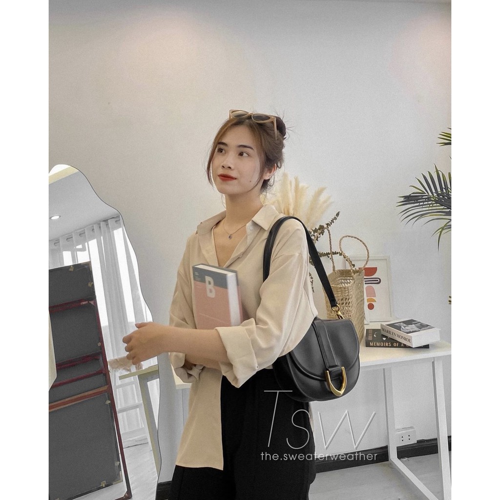 Áo Sơ Mi Nữ form rộng dài tay phong cách vintage hàn quốc cao cấp trơn 2168 | BigBuy360 - bigbuy360.vn