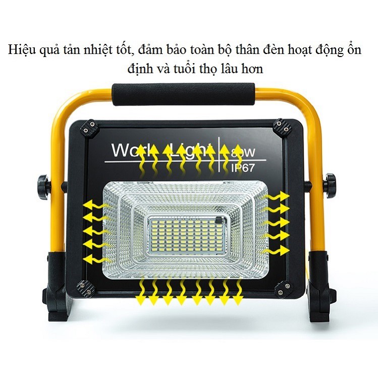 Đèn led ngoài trời có ĐKTX 120W W728 sạc điện, siêu sáng