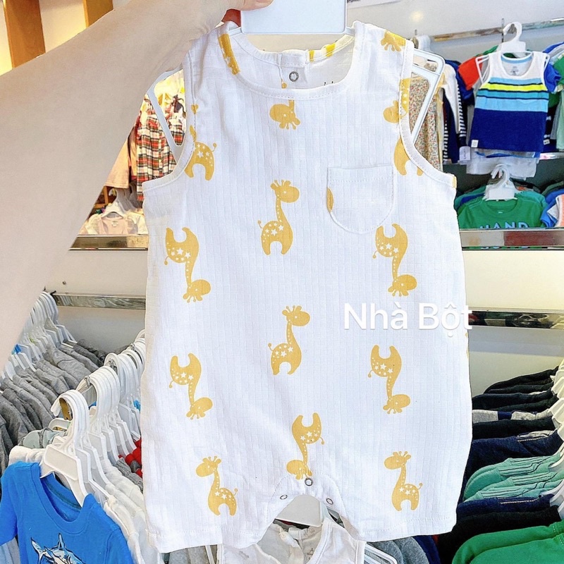 Body đùi, romper vải xô cotton co giãn dành cho bé 6-9m (7-9kg)