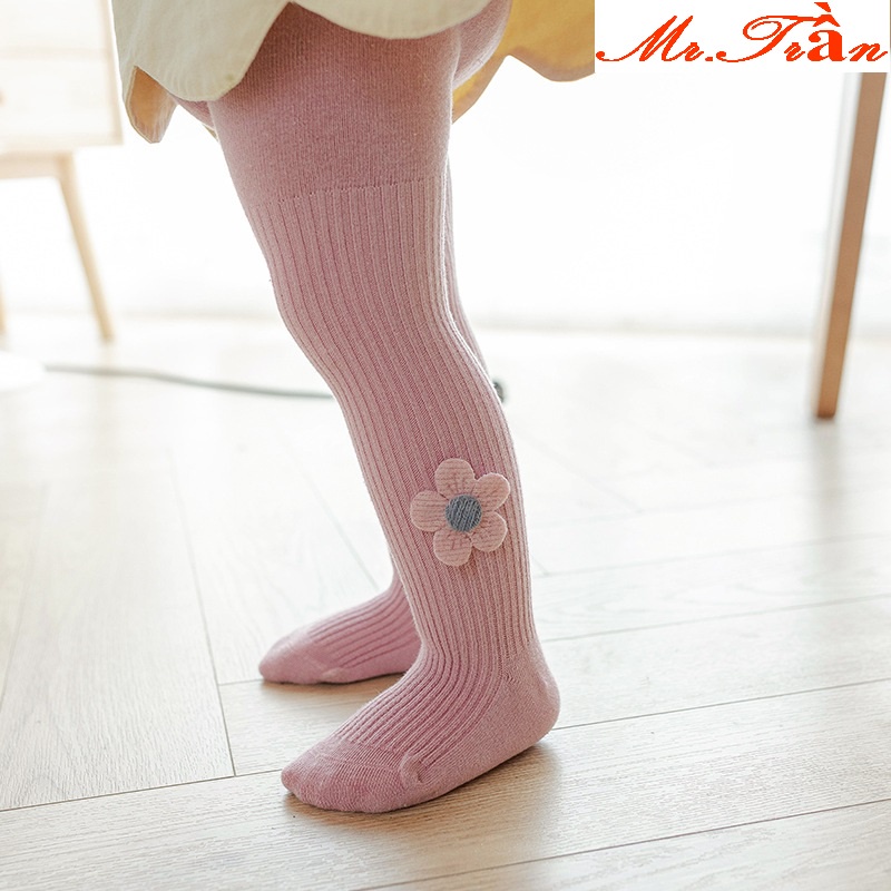 Quần tất cho bé gái ấm áp chất len mềm mại không bai màu phù hợp từ 0-4 tuổi Mẫu liền bàn họa tiết hoa