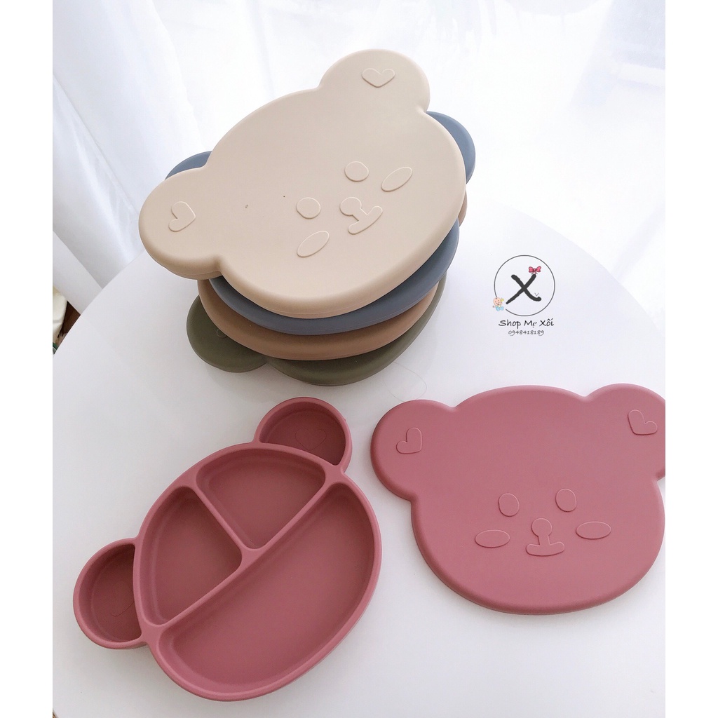 [ Chính hãng ] Khay ăn dặm gấu kèm nắp silicon siêu xịn Bar Rot