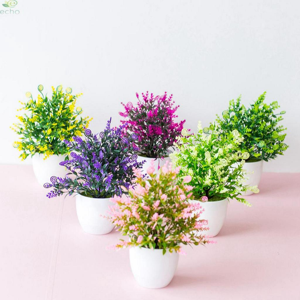 Chậu Hoa Oải Hương Giả Mini Trang Trí Văn Phòng