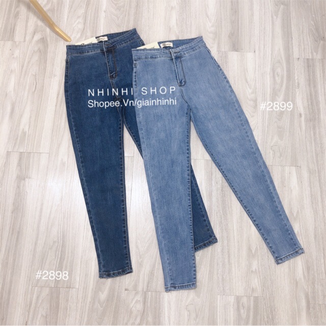 Quần jeans, Quần bò nữ cạp cao bazic chất siêu dãn QJ6801 - NhiNhiShop