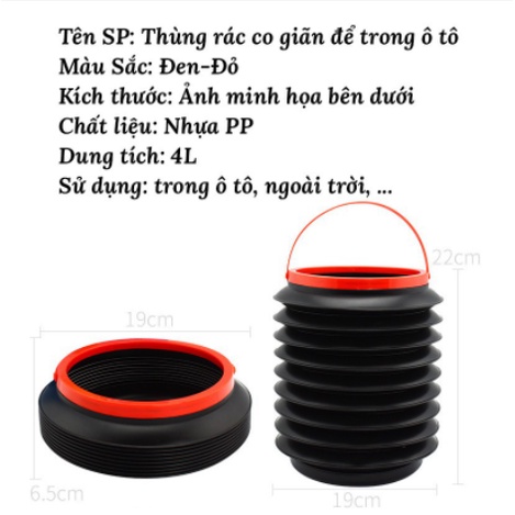 Thùng rác gấp gọn có thể co giãn để trên ô tô, văn phòng