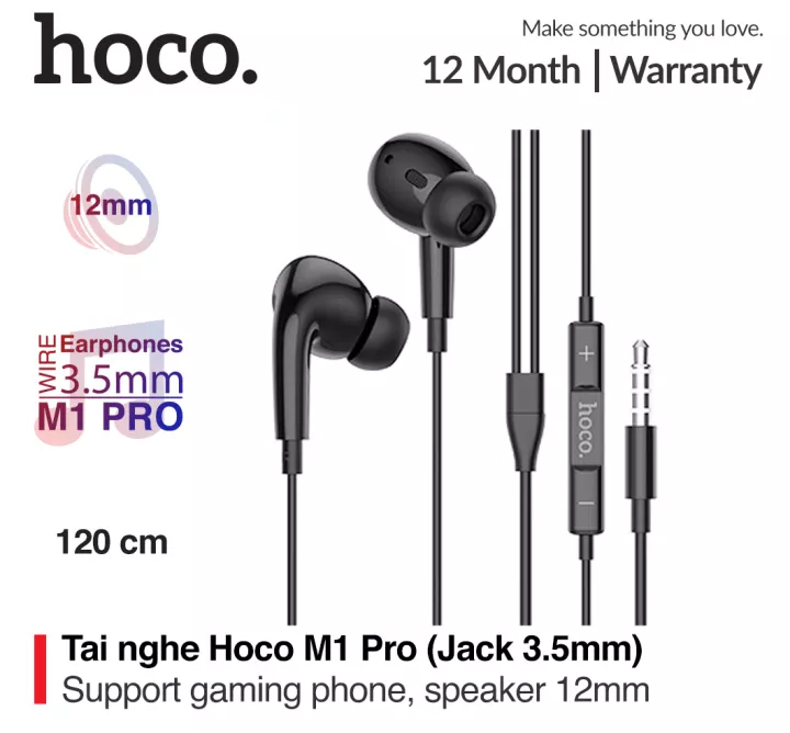 ⚡NowShip⚡ TAI NGHE ÂM THANH HAY HOCO M1 PRO NHÉT TAI DÂY CÓ MIC JACK 3.5mm cho Điện Thoại IPhone IPad Android