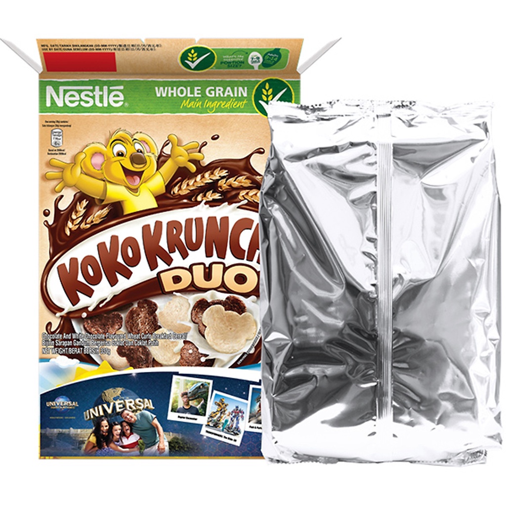 Ngũ cốc ăn sáng Nestlé - Koko Krunch Duo - Hộp 330g (kết hợp vị socola trắng &amp; socola đen)
