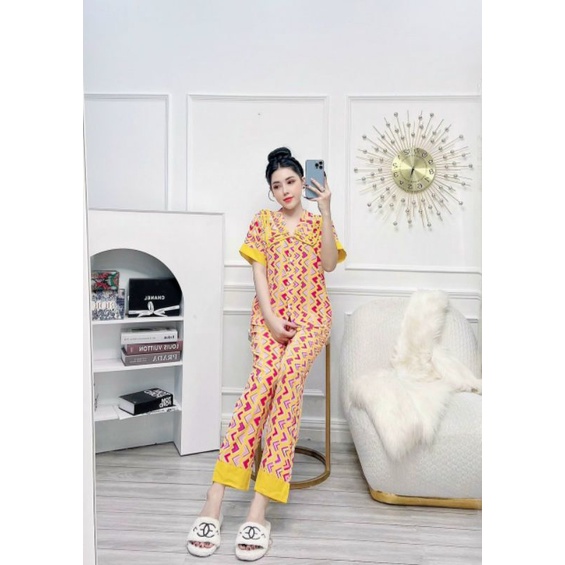 Đồ bộ pyjama thiết kế tiểu thư cao cấp tay ngắn quần dài