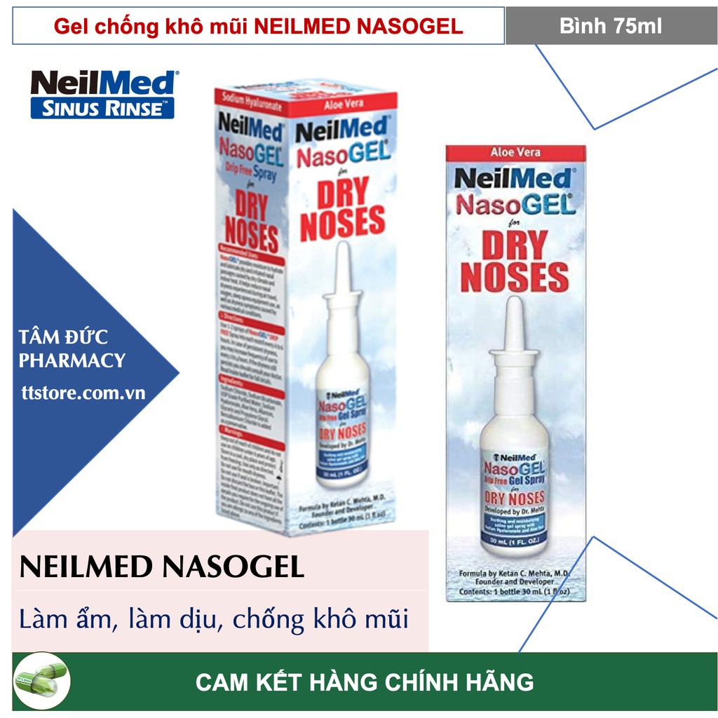 Gel xịt chống khô mũi NeilMed NasoGel Spray Chai 30ml [Neilmed Naso gel, nelmed, neomed]