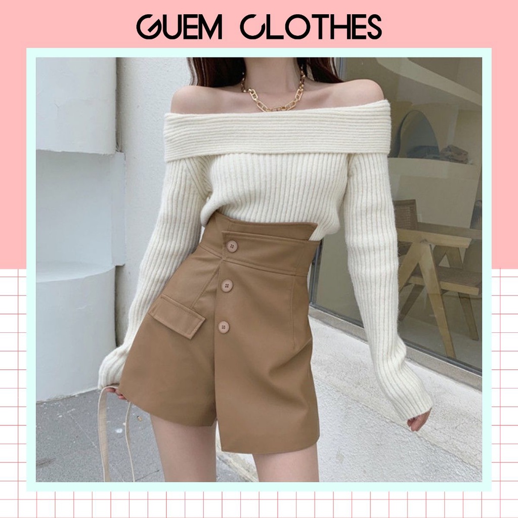 Quần short da vạt chéo 3 cúc nắp túi Quảng Châu Thời trang nữ - GUEM Clothes