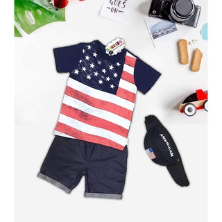 Đồ bộ bé trai - Bộ hàng hiệu SAMKIDS (y hình) tặng túi đeo chéo cho bé trai sành điệu - size đại từ 23kg-44kg