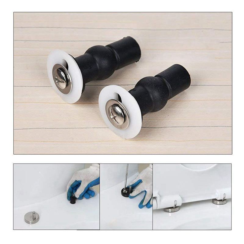 Set 2 Cặp Ốc Vít Cao Su Cố Định Bệ Ngồi Bồn Cầu Kèm 4 Đai Ốc Tiện Dụng