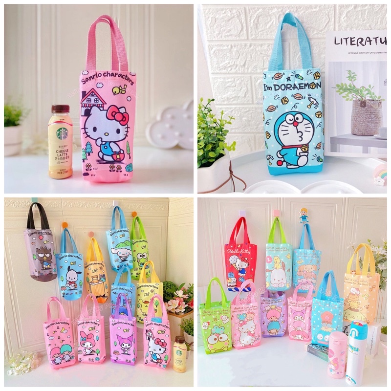 Túi đựng bình nước Hello Kitty Doremon Doraemon