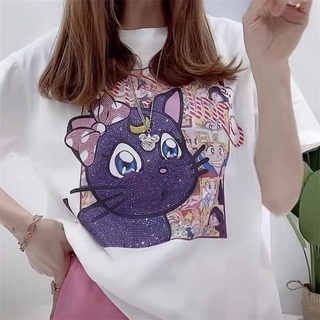 Áo thun in đính đá cực cute lèm hình thật