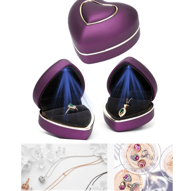 Hộp Đựng Nhẫn Đính Hôn Có Đèn LED Hình Trái Tim Giá Đỡ