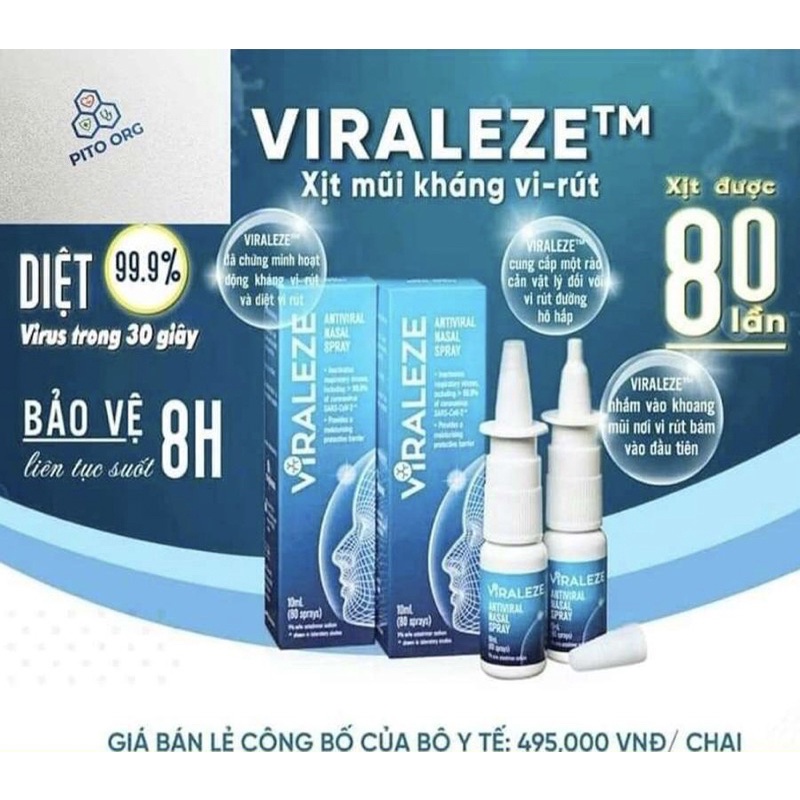 Hộp gồm 1 chai xịt mũi VIRALEZE Úc - Giúp bất hoạt sự lây lan và tấn công của biến chủng mới