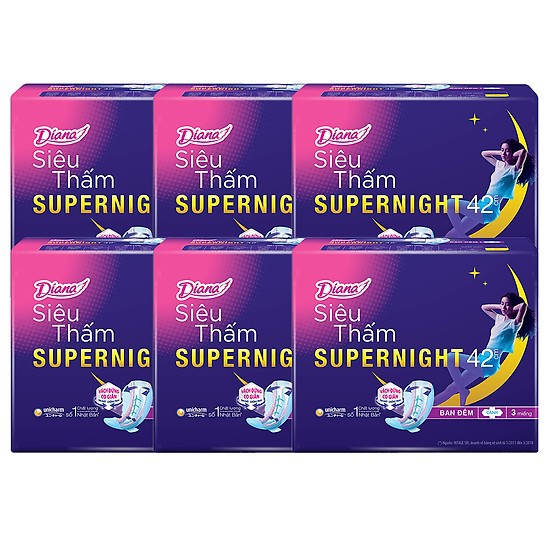 Băng vệ sinh Diana Siêu Thấm Super Night 29cm có cánh (4 miếng)