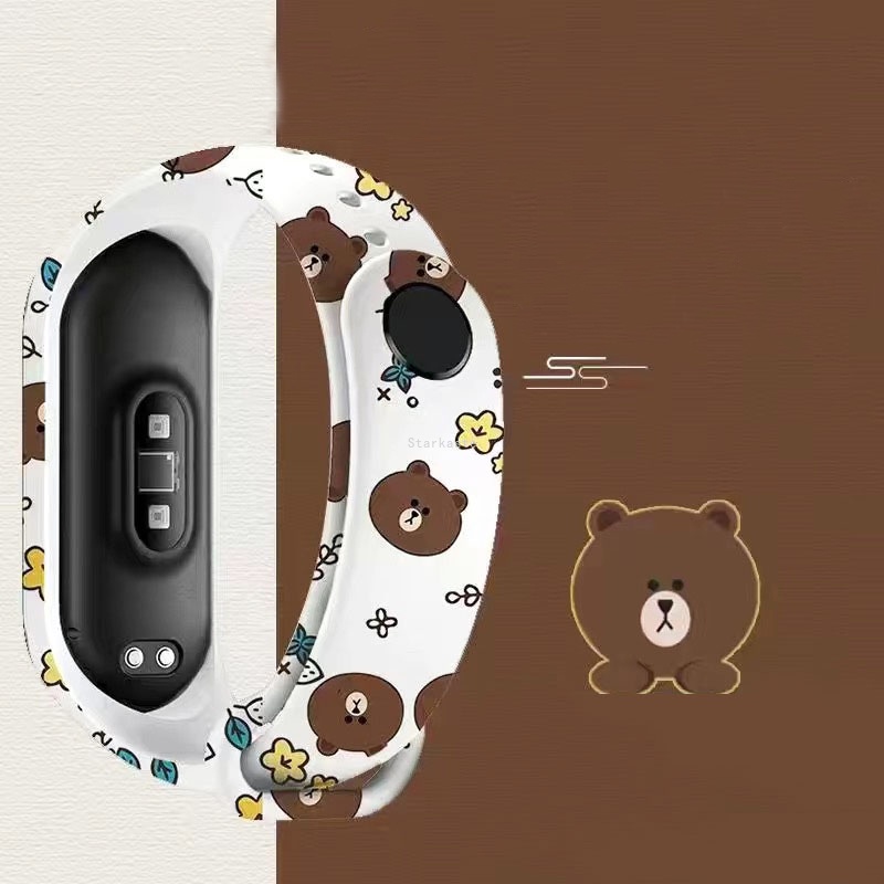 Dây Đeo Silicon Họa Tiết Hoạt Hình Cho Đồng Hồ Thông Minh Xiaomi Band 7 6 5 Xiaomi Band 4 Và 3