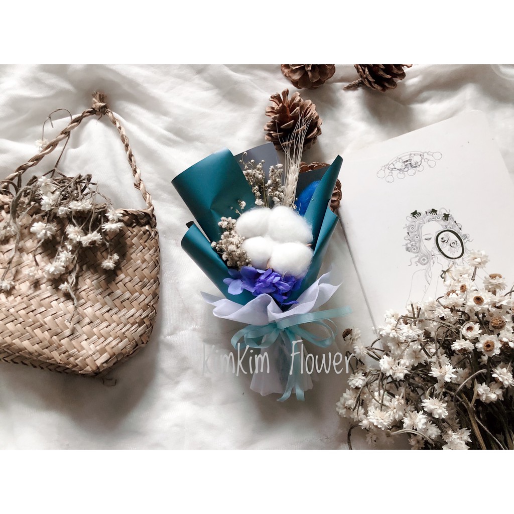 Bó hoa khô mini, hoa khô decor chụp hình , quà tặng