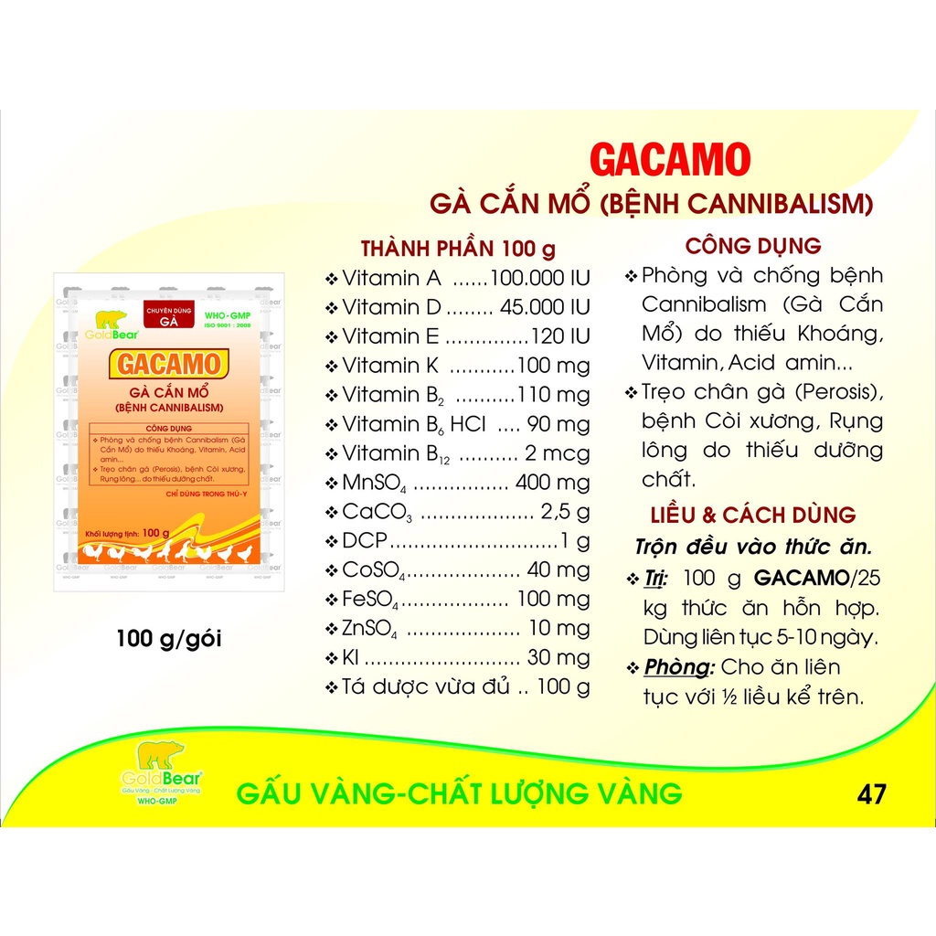 [DT] GACAMO (100G/GÓI) chống căn mổ chỉ dùng cho gia cầm