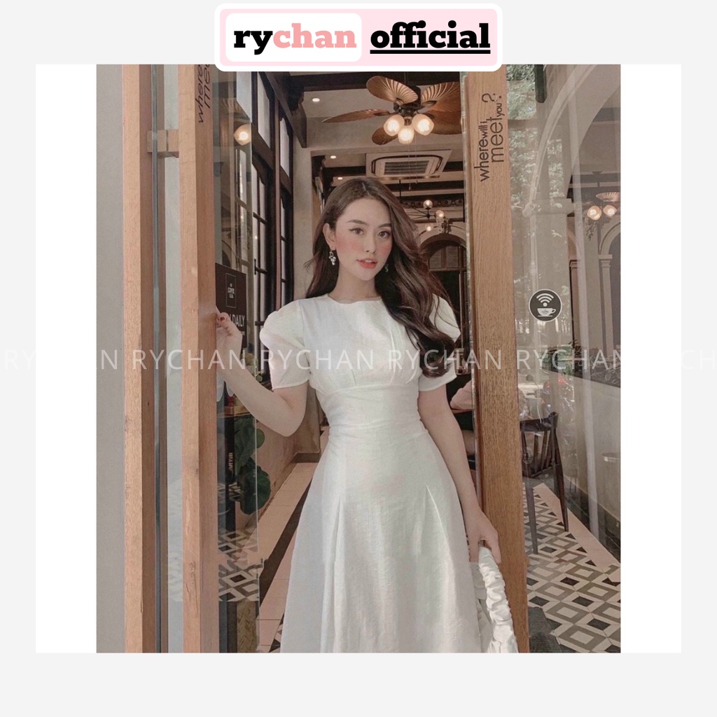 Đầm Xòe Midi Tay Phồng Chiết Eo Siêu Tôn Dáng [Ảnh Thật Cuối] - DX9692